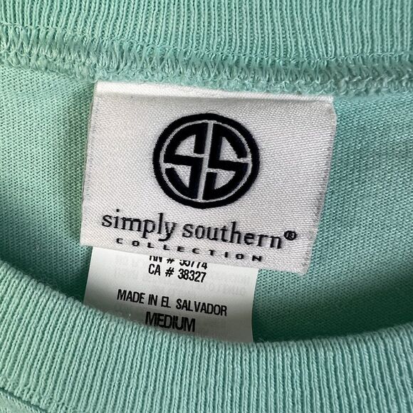 simply southern Shirt Women's Medium Prep Hard Turtle Green Beach Cotton Preppy - Picture 6 of 8